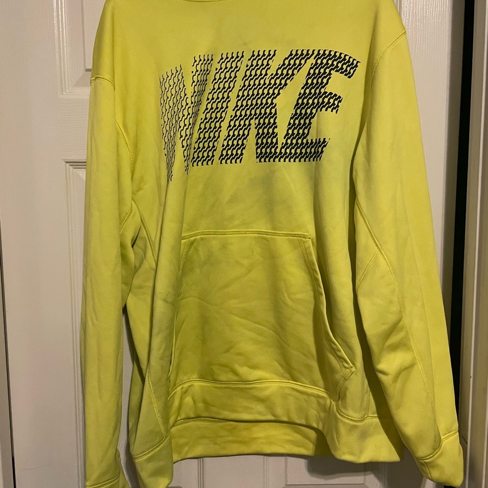 Nike Therma-Fit Yellow Hoodie Mens xl with blue stained dye see pics